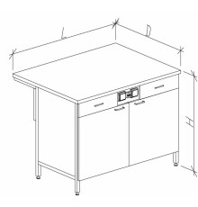 Стол-тумба большой с дверками с ящиками и розетками 1200/900 СТЛн-М с/я.р.