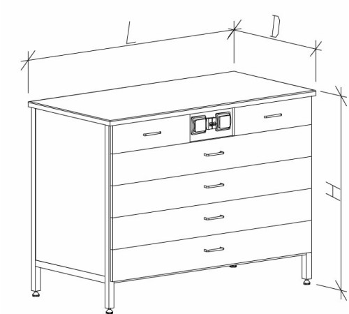 Стол-тумба с ящиками и розетками 1200 СТЛк-М с/я.р. (4дл)