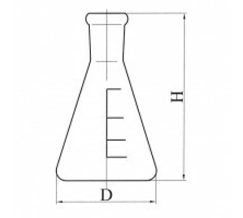 Колба коническая с цилиндрической горловиной КН-2-50-22, с делениями, ТС