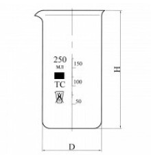 Стакан В-1-250 высокий с делениями и носиком, ТС