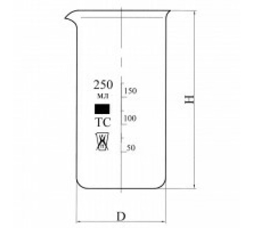 Стакан В-1-800 высокий с делениями и носиком, ТС