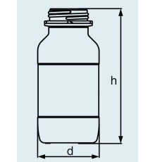 Бутыль DURAN Group 100 мл, GL32, квадратная, широкогорлая, без крышки и сливного кольца, коричневое силикатное стекло